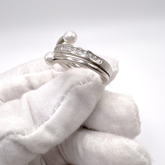 .925 Sterling Silver Cz & Simulated Pearl Ring - Picture 10 of 16